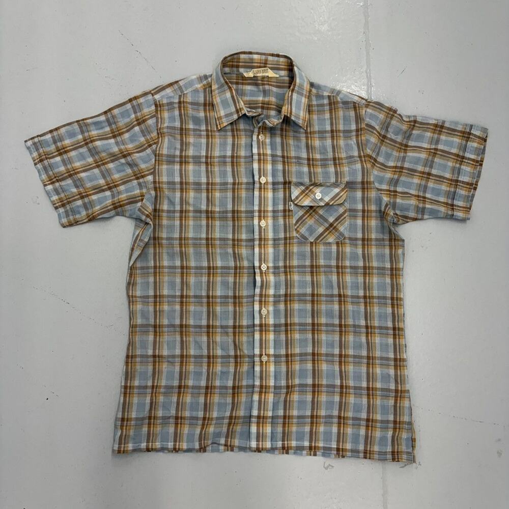 Vintage 70s Levi's Pantela Blue Plaid Western Shirt
